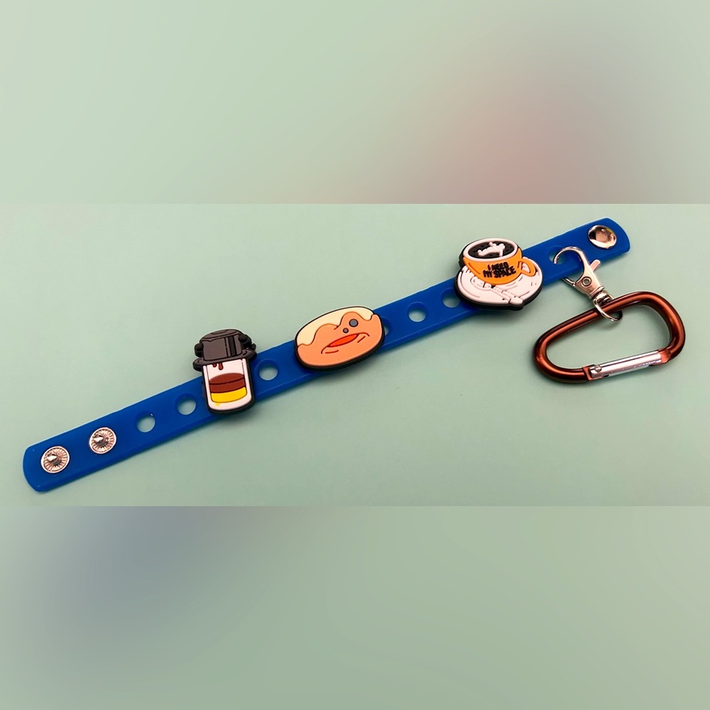 Brand New Coffee and Donut Shoe Charm Bracelet/Key Ring